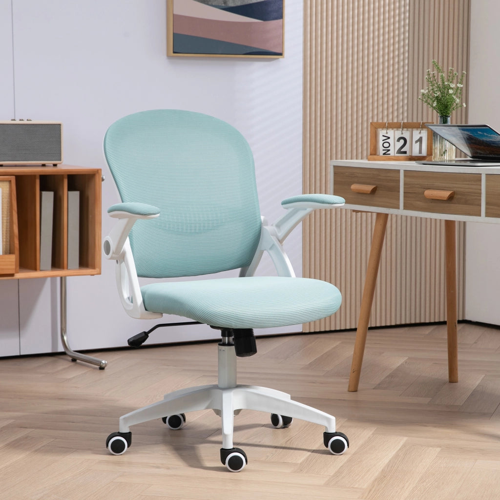 Sedia da Ufficio Ergonomica con Schienale a Rete e Altezza Regolabile, 65.5x61.5x88-97.5cm, Azzurro