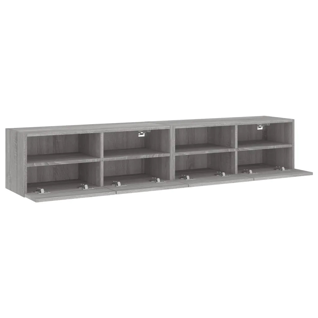 Mobili TV Parete 2pz Grigio Sonoma 80x30x30cm Legno Multistrato 836879