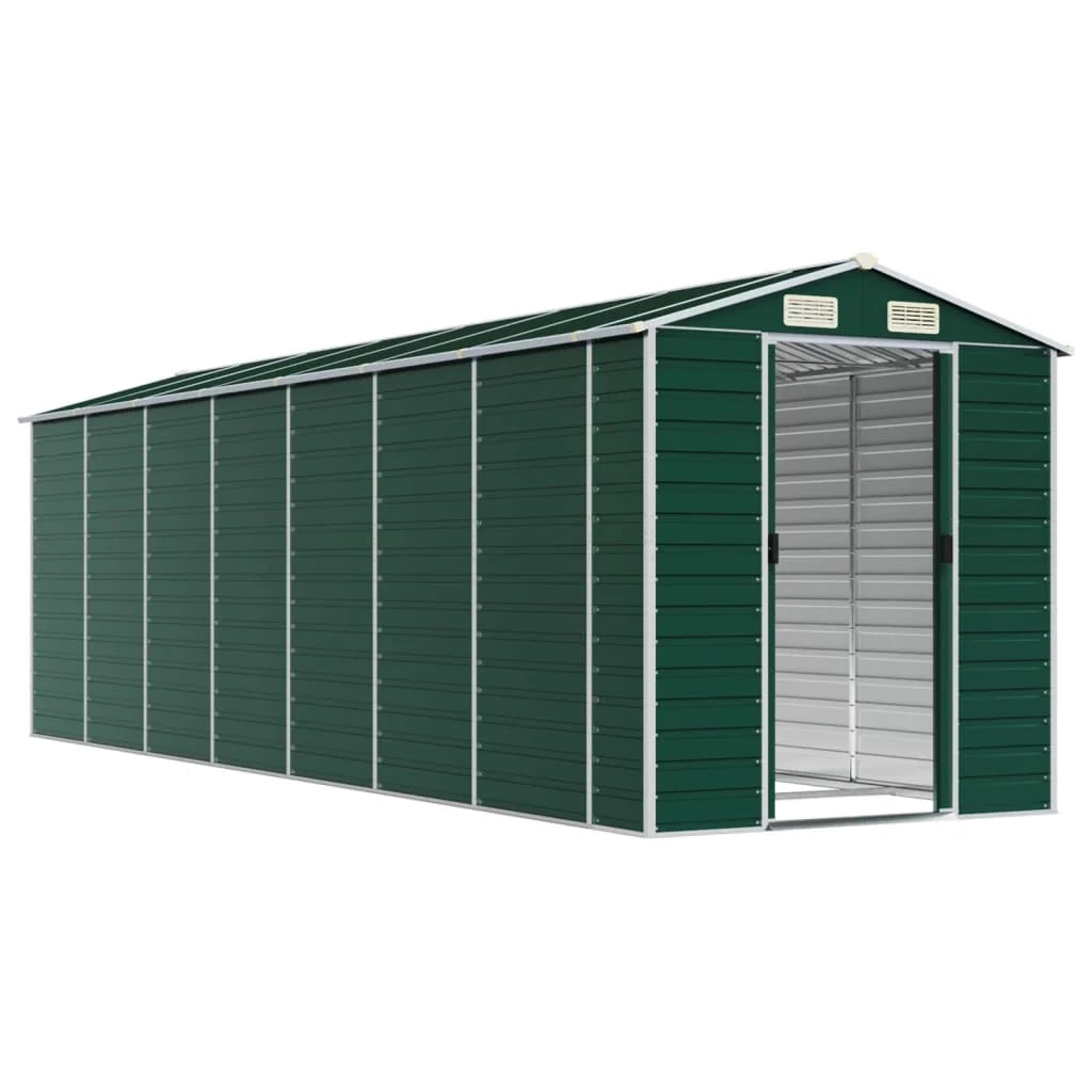 Casetta da giardino cabina ripostiglio casetta da esterno robusta casetta per attrezzi 191 x 640 x 198 cm acciaio zincato verde 02_0022353