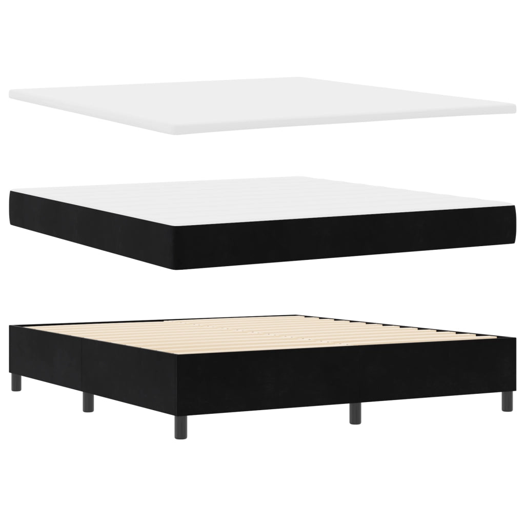 Letto a Box con Materasso e LED Nero 180x200 cm Velluto