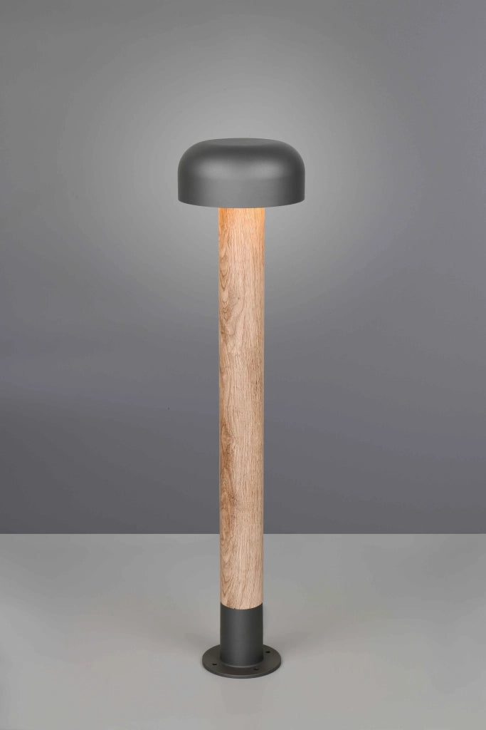 Palo alto da esterno, alluminio, antracite e legno, H 85 cm, Fraser