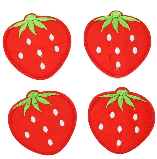Punti di Aardbei 30 pezzi - Applicatice/Striscia da stirare - Lavoro a maglia - Decorazioni da cucire - Poliestere - Dimensioni 7,2 x 7,2 cm