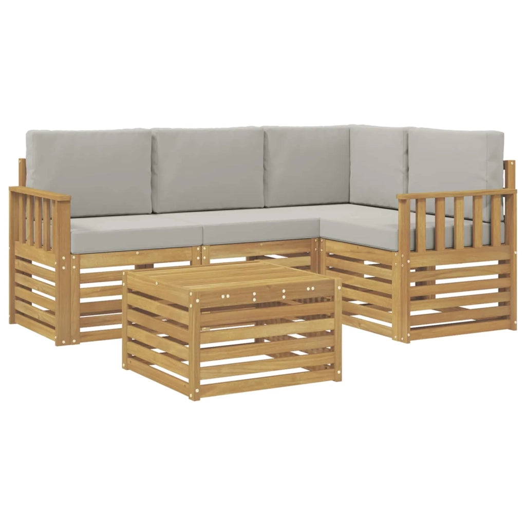 Set di divani da esterno 5 pcs Bianco e Grigio Chiaro