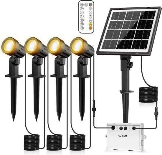 Illuminazione esterna a energia solare - Spots 4 pezzi IP66 impermeabile - Illuminazione per giardino con piastra di base - 2700K/4000K/6000K - Giardino, piante, alberi