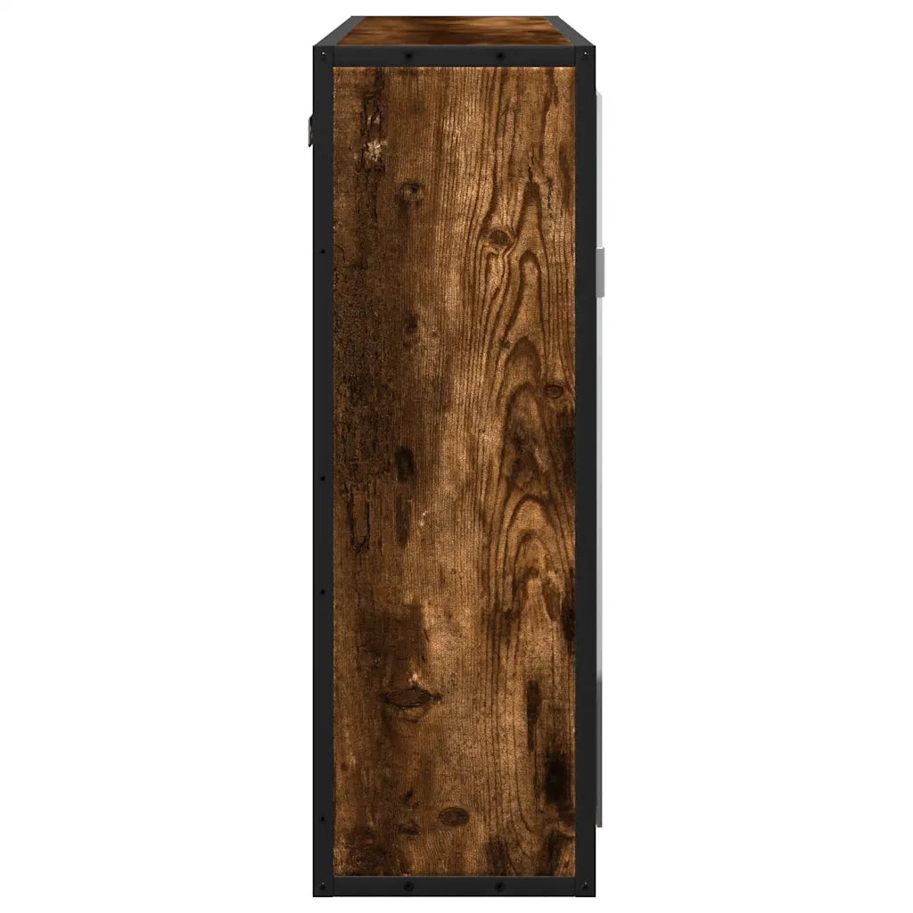 vidaXL Mobile Bagno Specchio Rovere Fumo 65x20x60 cm Legno Multistrato