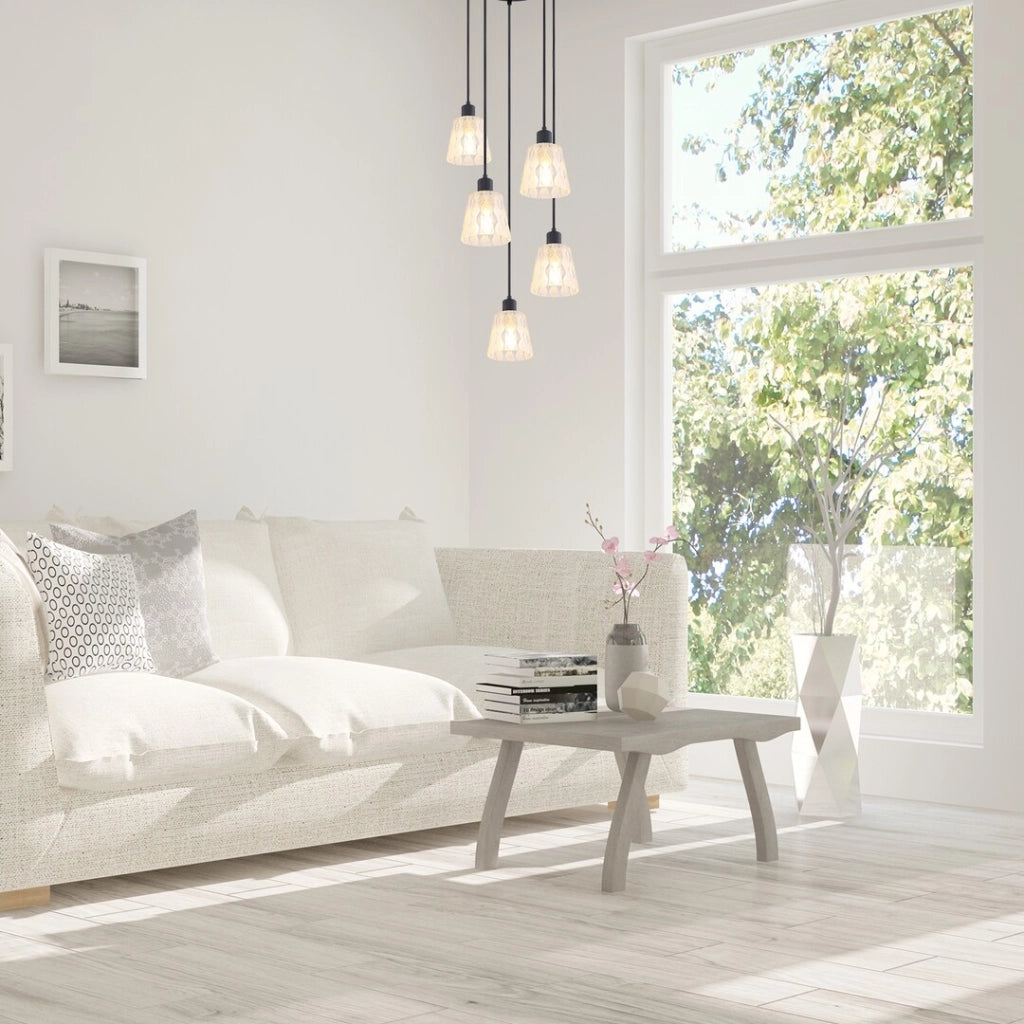 Lampadario Rabalux Jarina nero 5 luci E27 vetro metallo