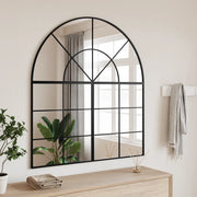 Specchio da Parete-Specchio a Muro-Specchio Decorativo Nero 100x50 cm Arco in Ferro 703690