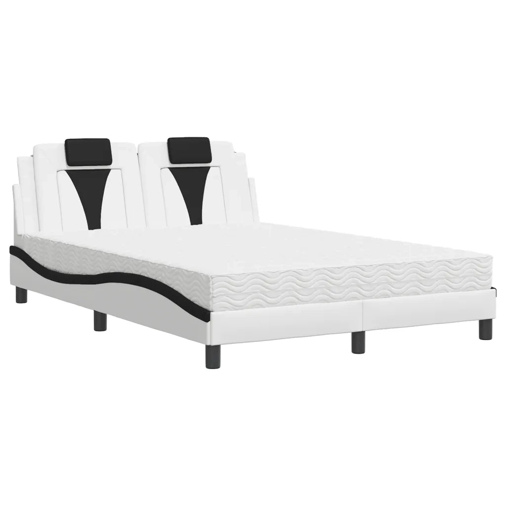 Letto Viana con Materasso Bianco e Nero 140x190 cm in Similpelle