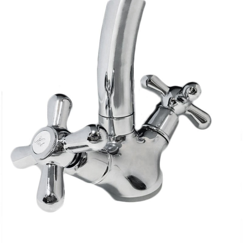 Rubinetto per cucina con canna alta, stile vintage, in ottone pesante