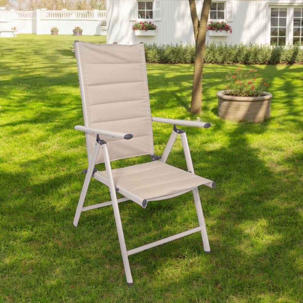 Sedia sdraio Erica in alluminio reclinabile in 6 posizioni in textilene beige