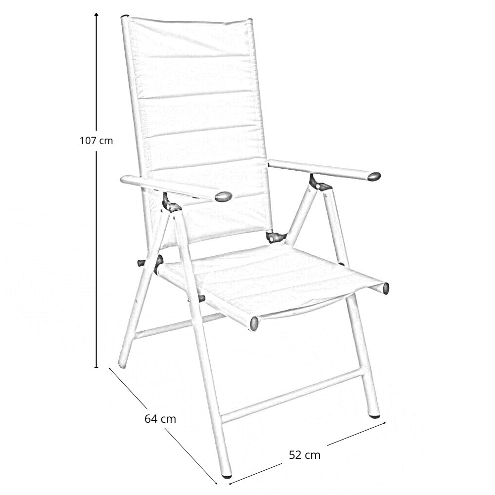 Sedia sdraio Erica in alluminio reclinabile in 6 posizioni in textilene beige