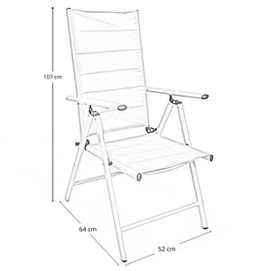Sedia sdraio Erica in alluminio reclinabile in 6 posizioni in textilene beige