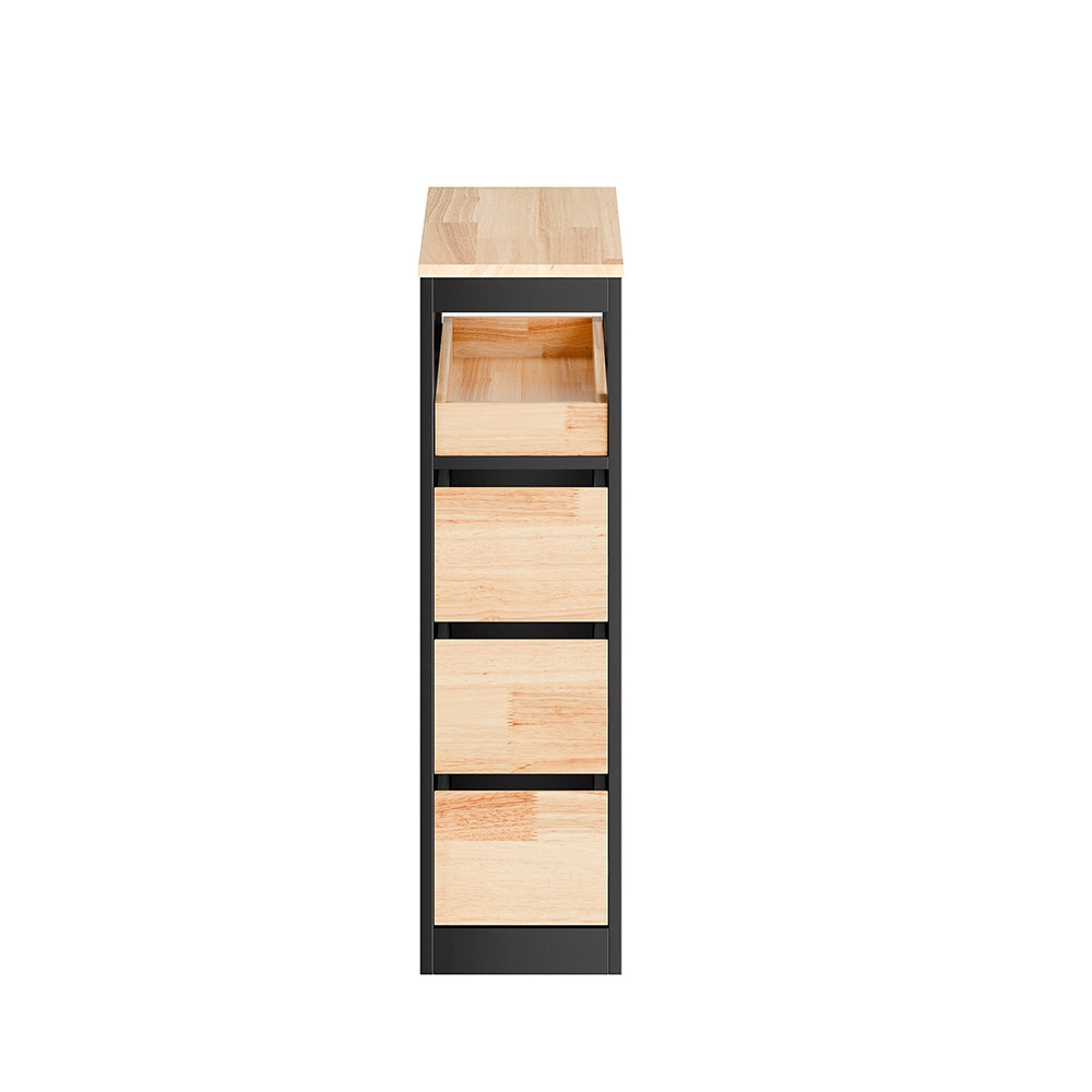 SoBuy | Mobiletto bagno salvaspazio nero con 4 ruote | Mobile bagno con 3 cassetti | Cassettiera bagno con ripiano | 23.3x65.3x82.3 cm | Capacità di carico 40 kg | BZR54-II-SCH