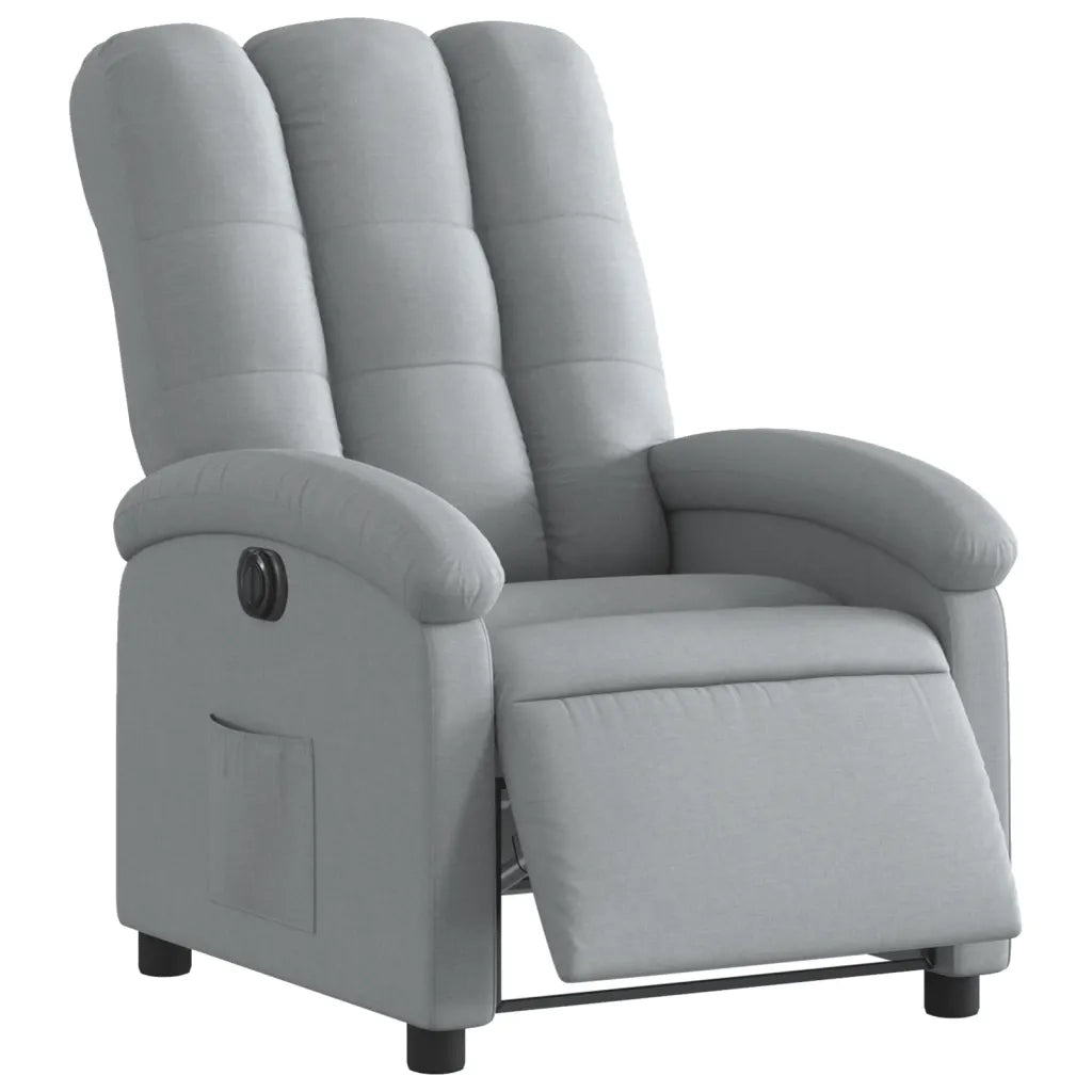 Poltrona Elettrica Reclinabile-Divano Sedia Grigio Chiaro in Tessuto 638473