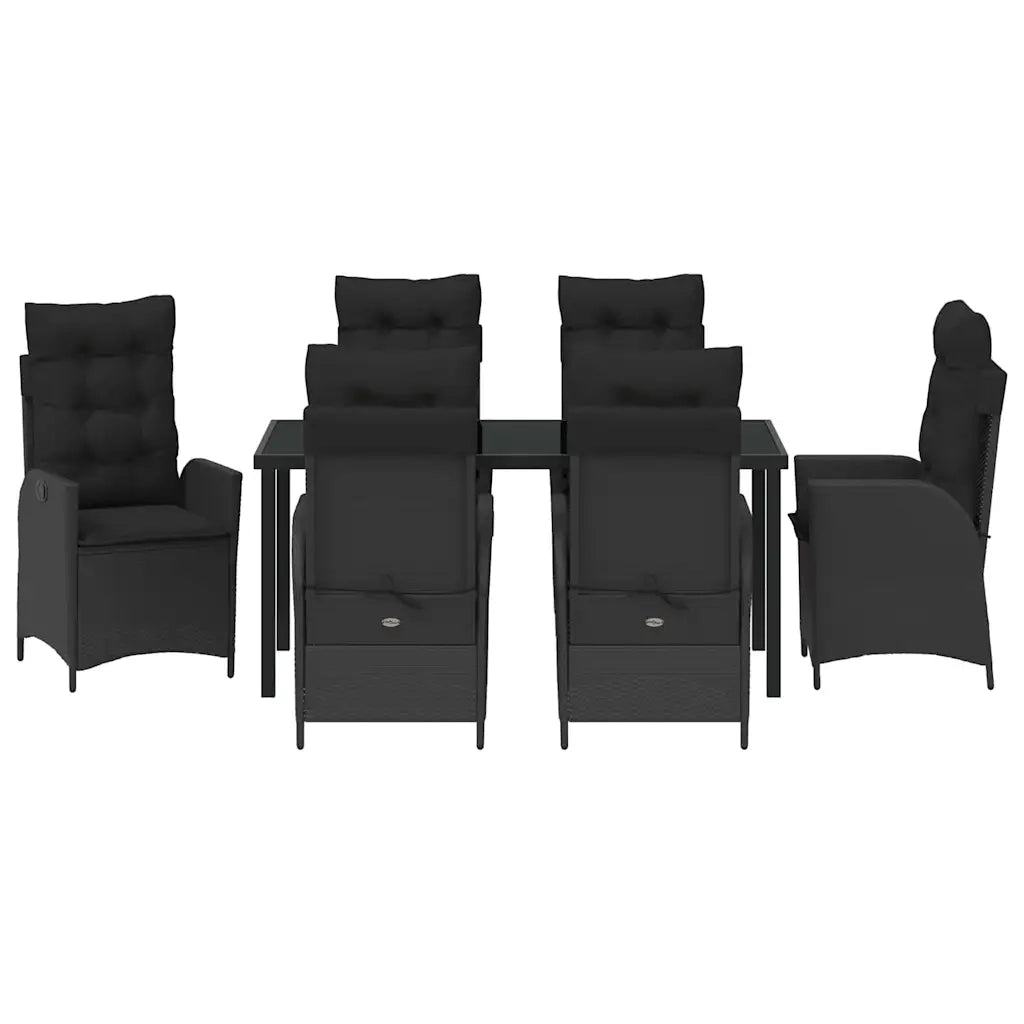 Set da Pranzo per Giardino con cuscino 7 pcs Nero polyrattan 3380488
