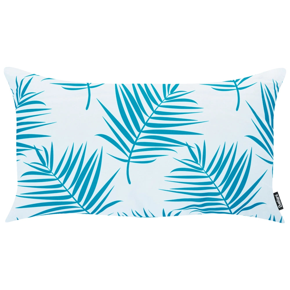 Set di 3 cuscini decorativi da esterno, in poliestere bianco e blu, accessori da giardino, motivo floreale