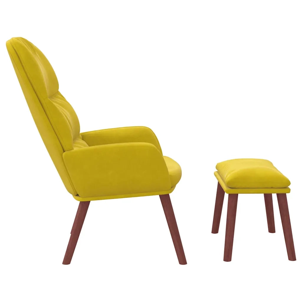 Divano Sedia-Poltrona Relax con Poggiapiedi Giallo in Velluto 846660