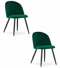 Valora Bello Chair Green Velvet Black Legs Set di 2