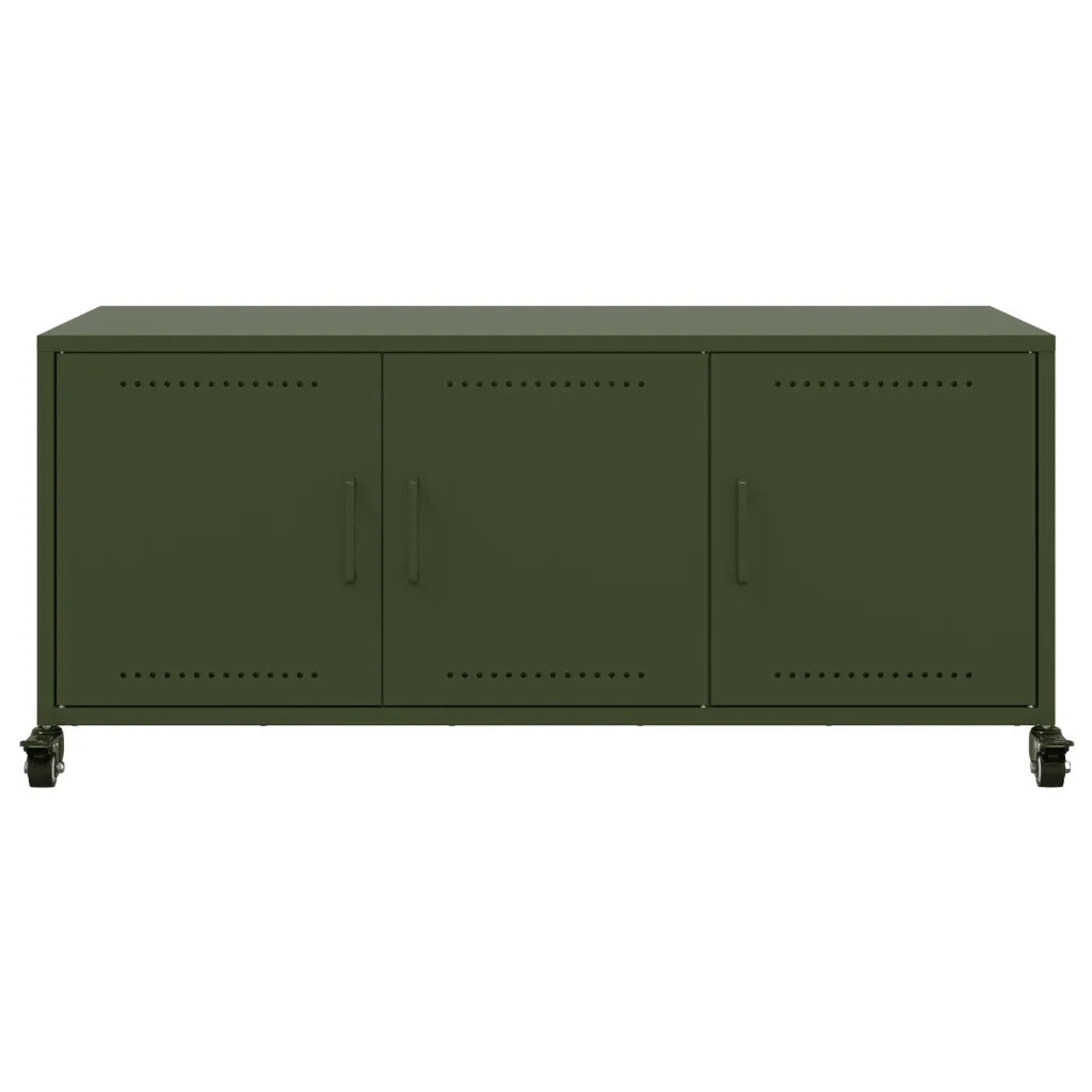 Mobile TV Verde Oliva 100,5x39x43,5cm Acciaio Laminato a Freddo 846648