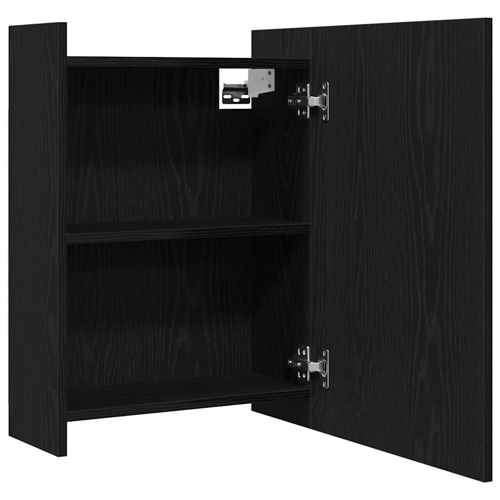 Mobiletto per specchio da bagno-Armadietto a Specchio da Bagno Rovere Nero 62,5 x 20,5 x 64 cm