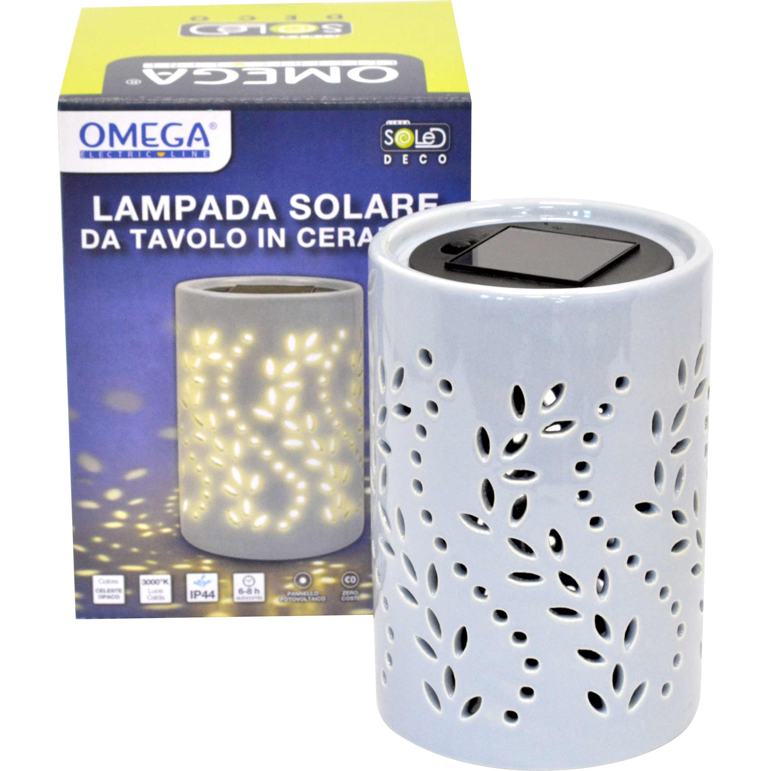 Lampada solare da tavolo ceramica da tavolo celeste opaco