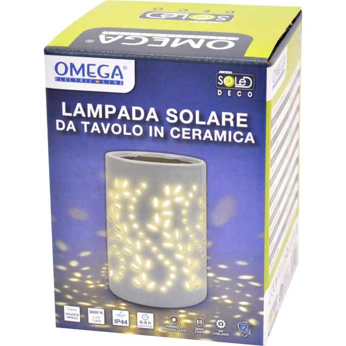 Lampada solare da tavolo ceramica da tavolo celeste opaco