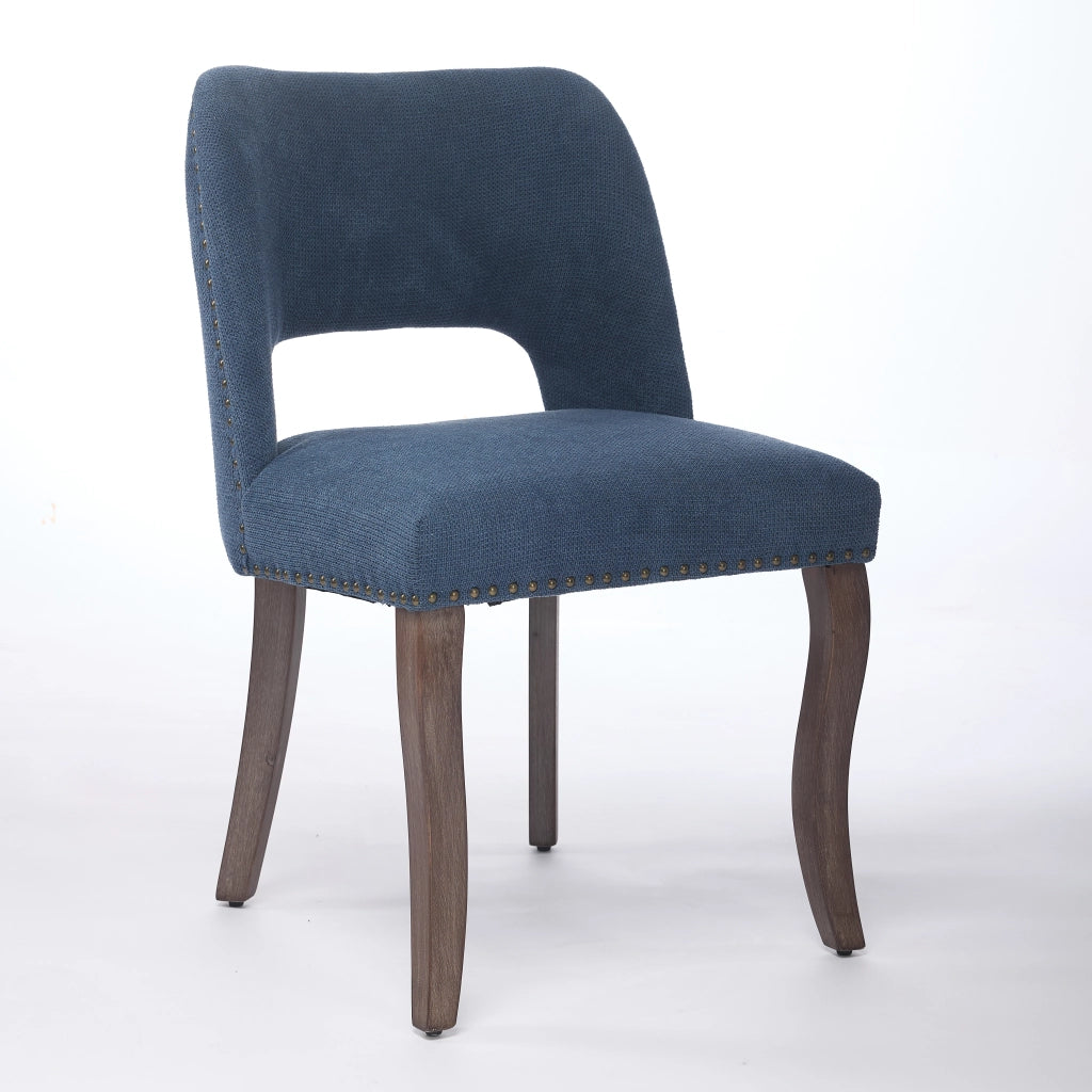 Sedie da Pranzo in Legno con Seduta Imbottita in Tessuto ¨C MINIMAL ¨C Set 2 Pezzi, Blu