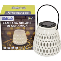 Lampada solare ceramica piccola c/appendino bianca