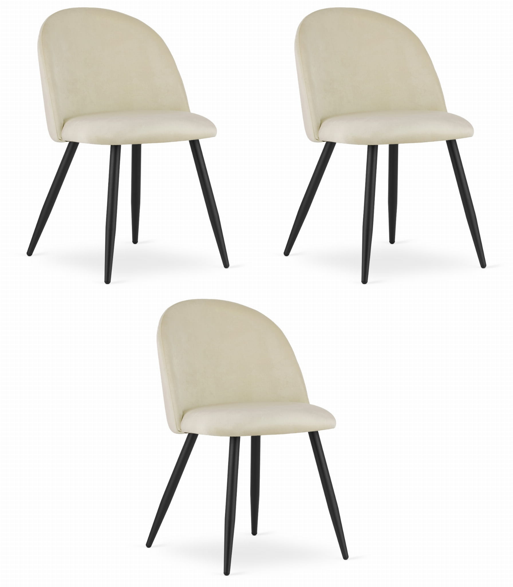 Sedia Valora BELLO in velluto beige con gambe nere x3