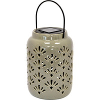 Lampada solare ceramica grande c/appendino verde