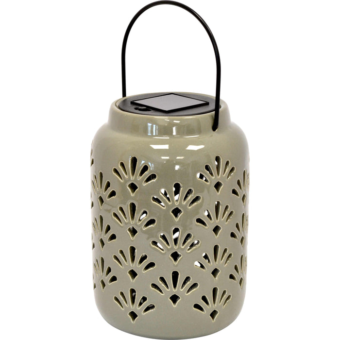 Lampada solare ceramica grande c/appendino verde