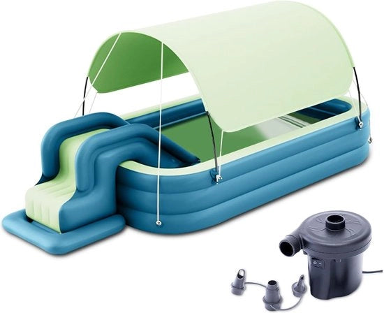 Piscina per bambini con scivolo - Piscina gonfiabile per bambini con scivolo e parasole per bambini in età prescolare nella zona esterna