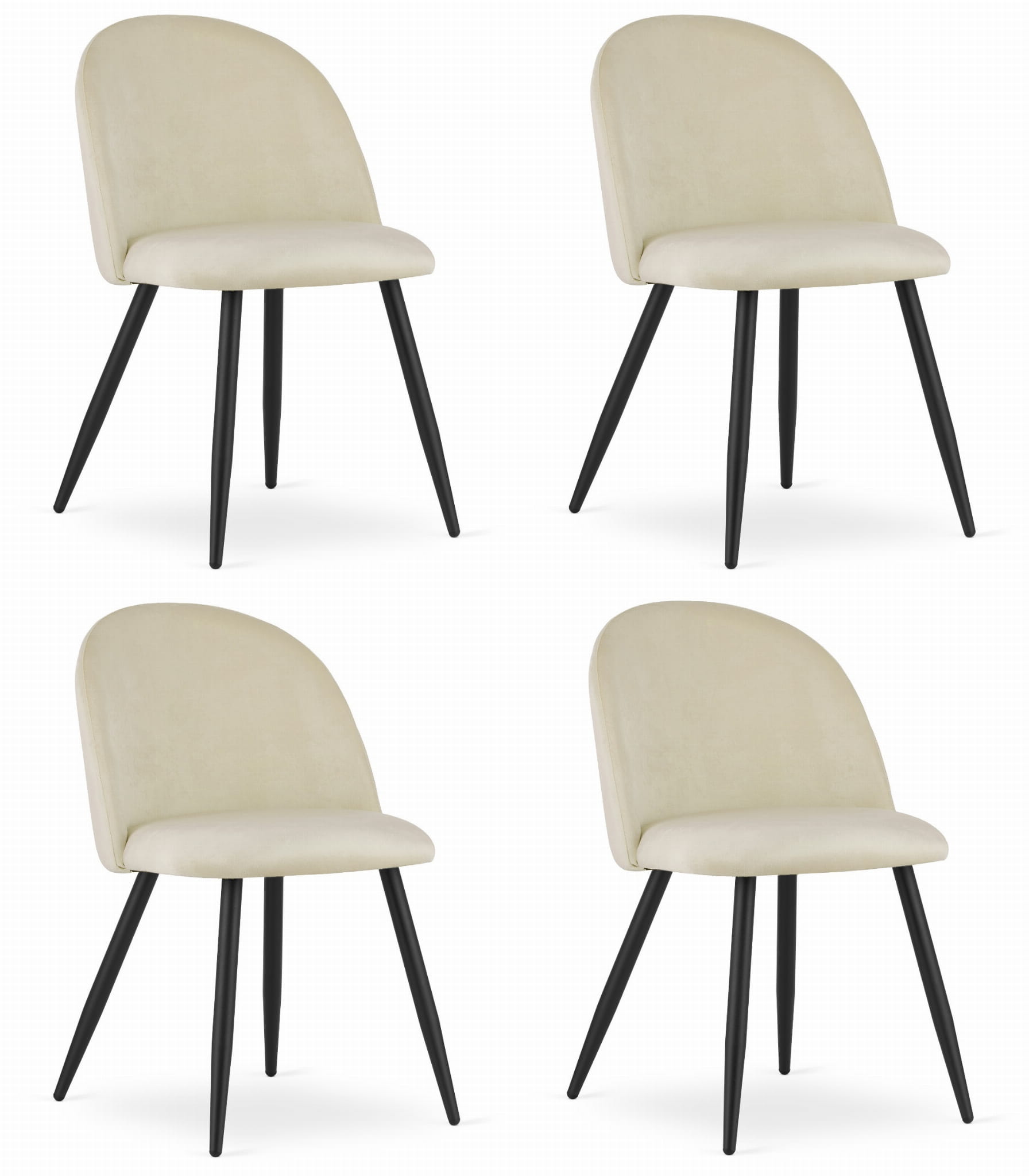 Sedia Valora BELLO in velluto beige con gambe in metallo nero x4