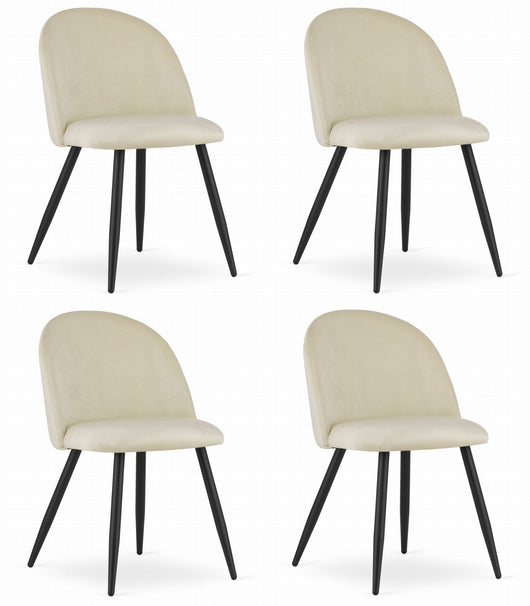 Sedia Valora BELLO in velluto beige con gambe in metallo nero x4