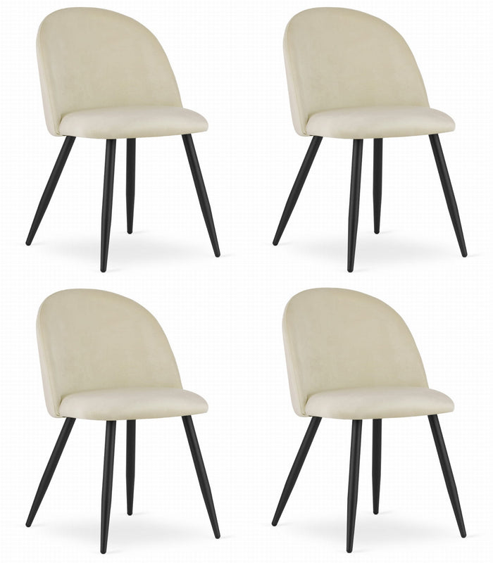 Sedia Valora BELLO in velluto beige con gambe in metallo nero x4