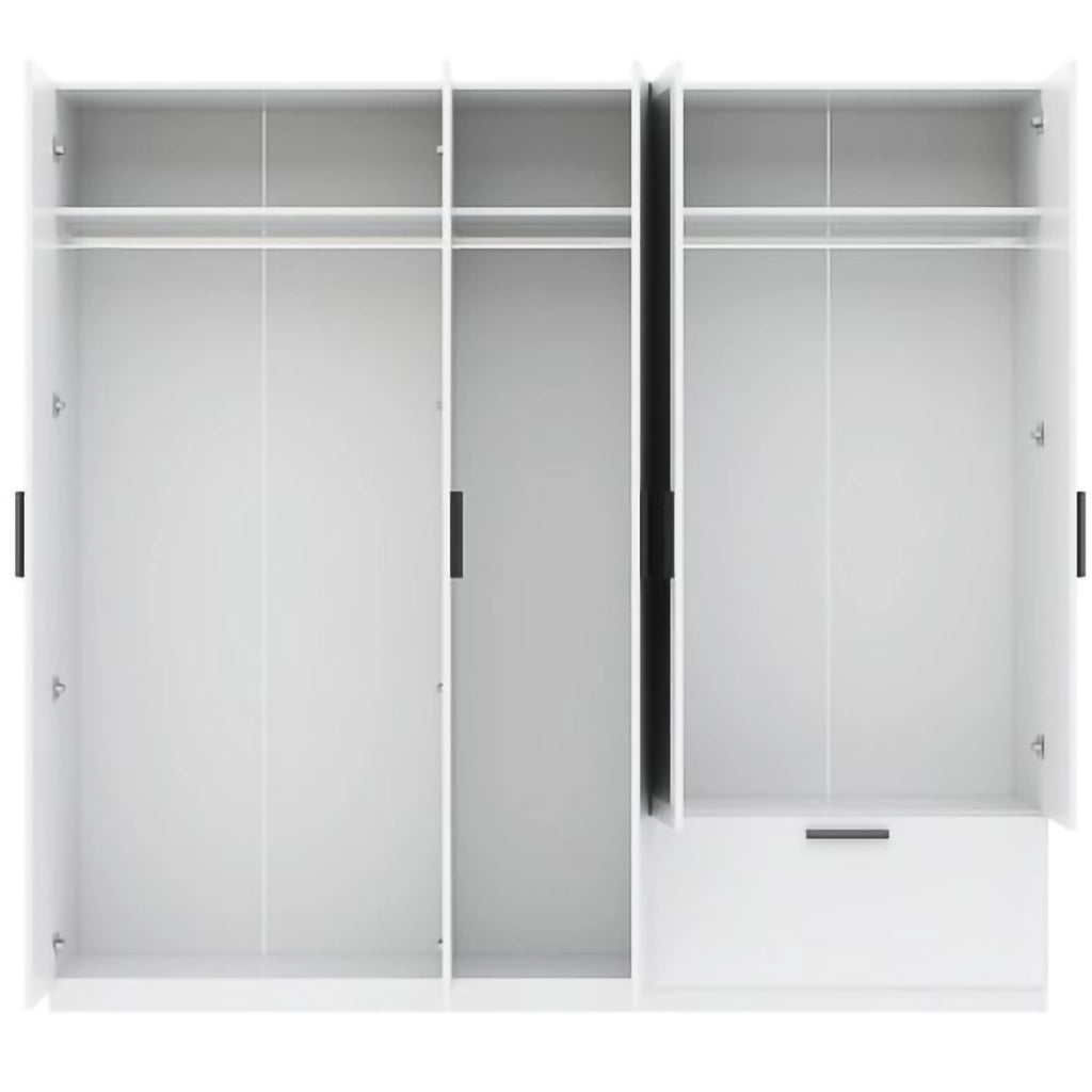 Armadio Camera da Letto Liba, Guardaroba Grande 3 Ripiani, 225x210h cm Bianco