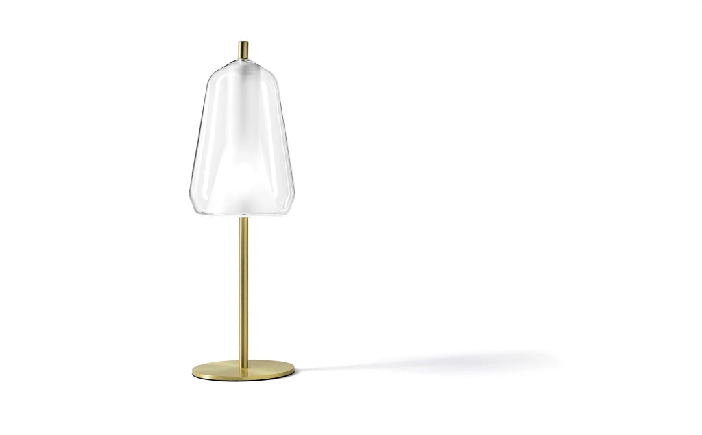 X-RAY LAMPADA DA TAVOLO VETRO ALTO 20CM TRASPARENTE MONTATURA ORO ATTACCO G9