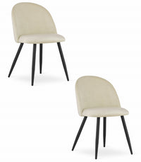 Sedia Valora BELLO in velluto beige con gambe in metallo nero x2