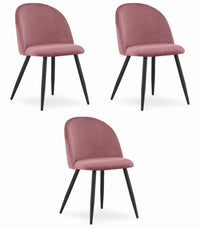 Sedia Valora BELLO in velluto rosa scuro con gambe in metallo nero x3