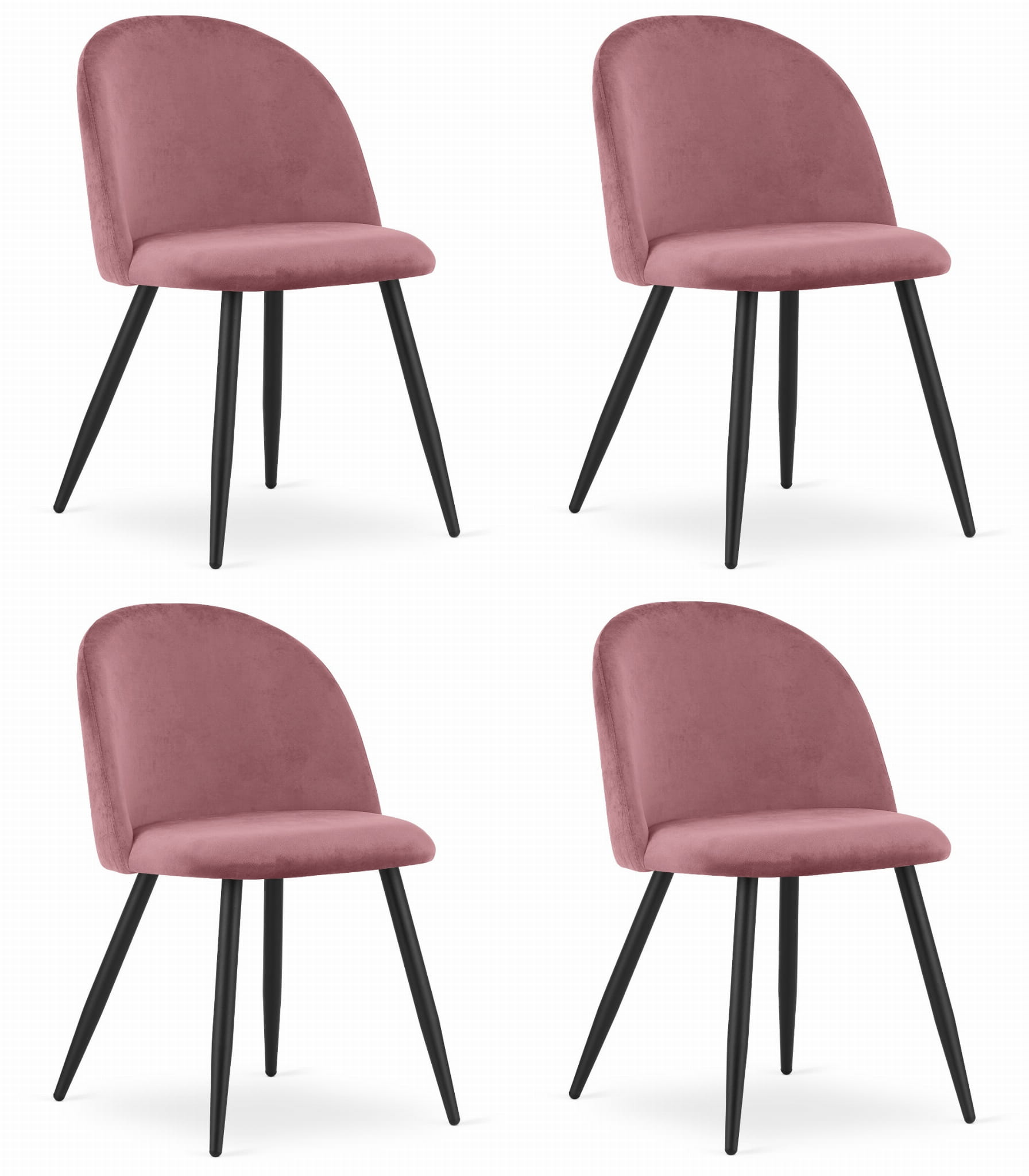 Sedia Valora BELLO in velluto rosa scuro con gambe in metallo nero x4