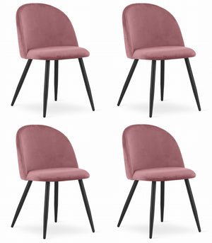Sedia Valora BELLO in velluto rosa scuro con gambe in metallo nero x4