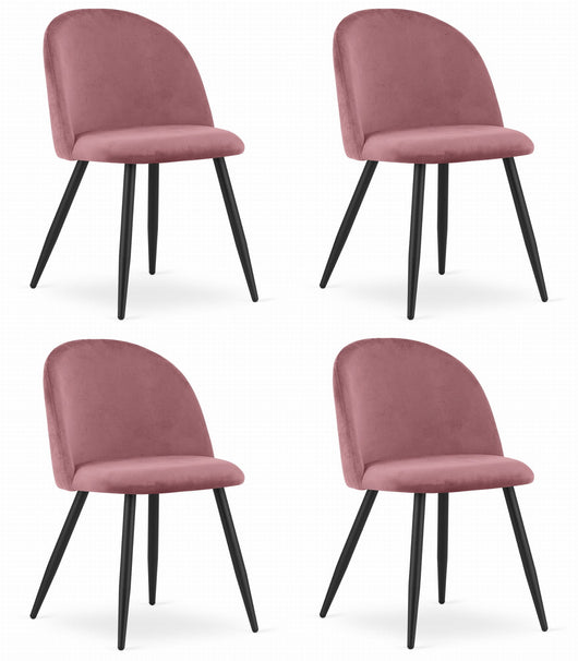 Sedia Valora BELLO in velluto rosa scuro con gambe in metallo nero x4