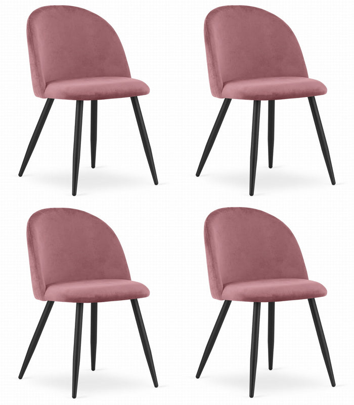 Sedia Valora BELLO in velluto rosa scuro con gambe in metallo nero x4