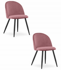 Sedia Valora BELLO in velluto rosa scuro con gambe in metallo nero x2