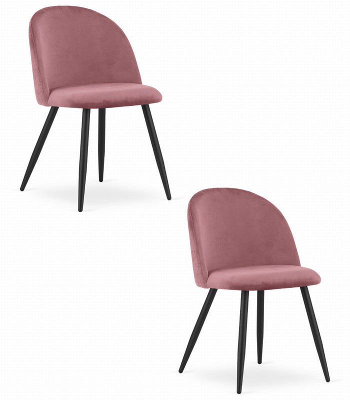 Sedia Valora BELLO in velluto rosa scuro con gambe in metallo nero x2