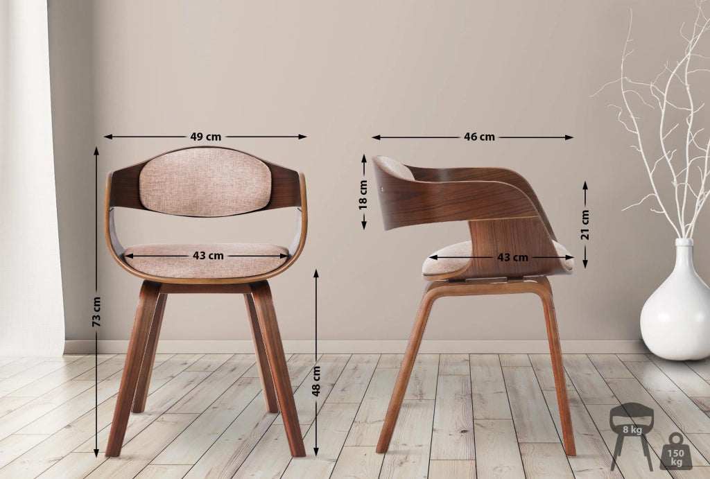 Sedia Kingston in Tessuto Noce/crema