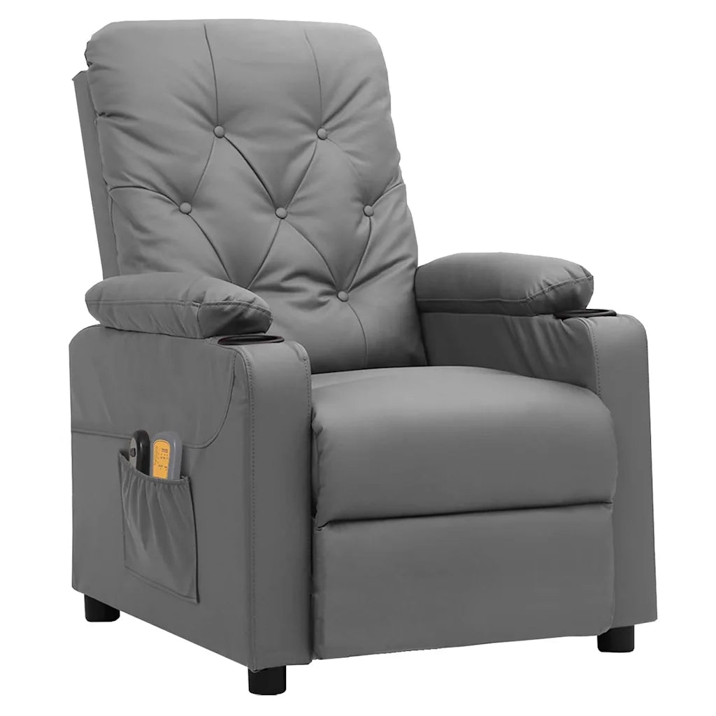 Divano Sedia-Poltrona Massaggiante Elettrica Grigio Similpelle 408864