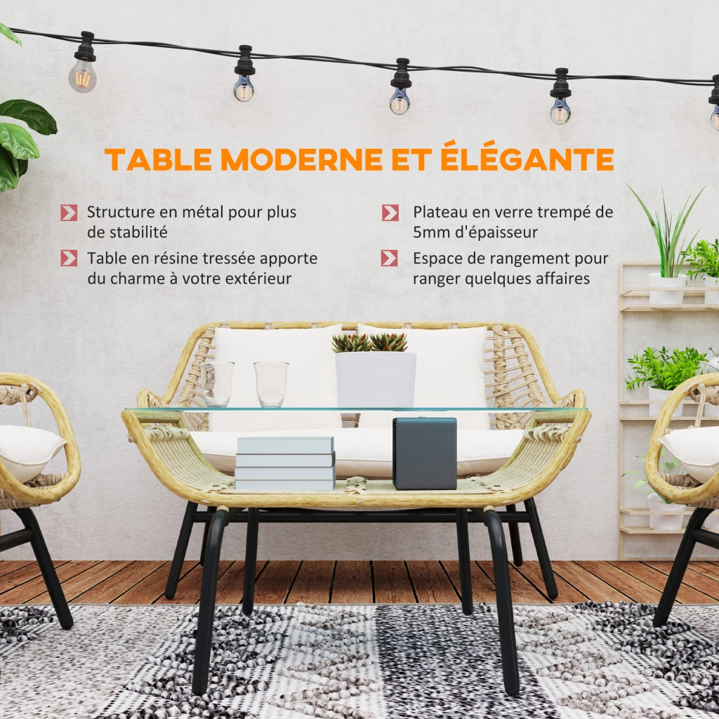 Set da giardino 4 pezzi ¨C zephmum ¨C beige polyrattan