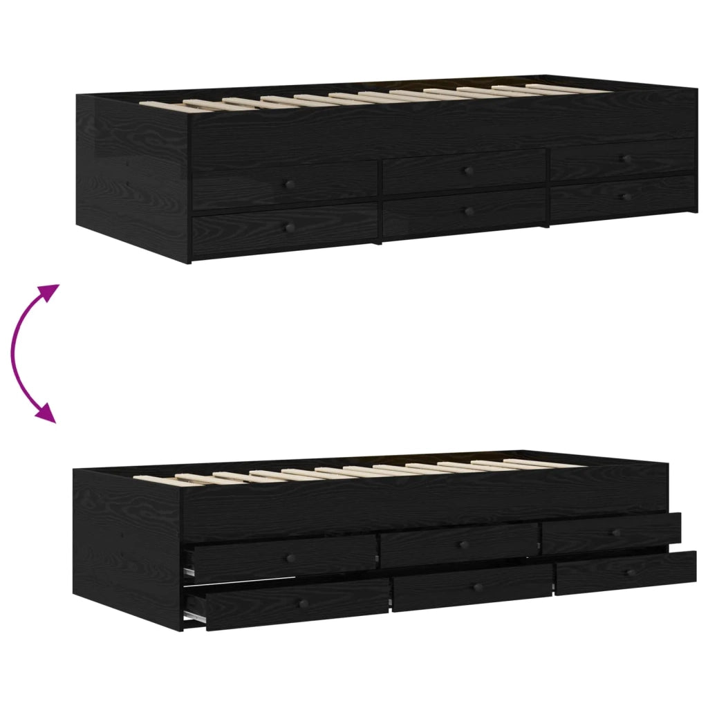 Telaio del letto con storage Rovere Nero 80 x 200 cm 3429651