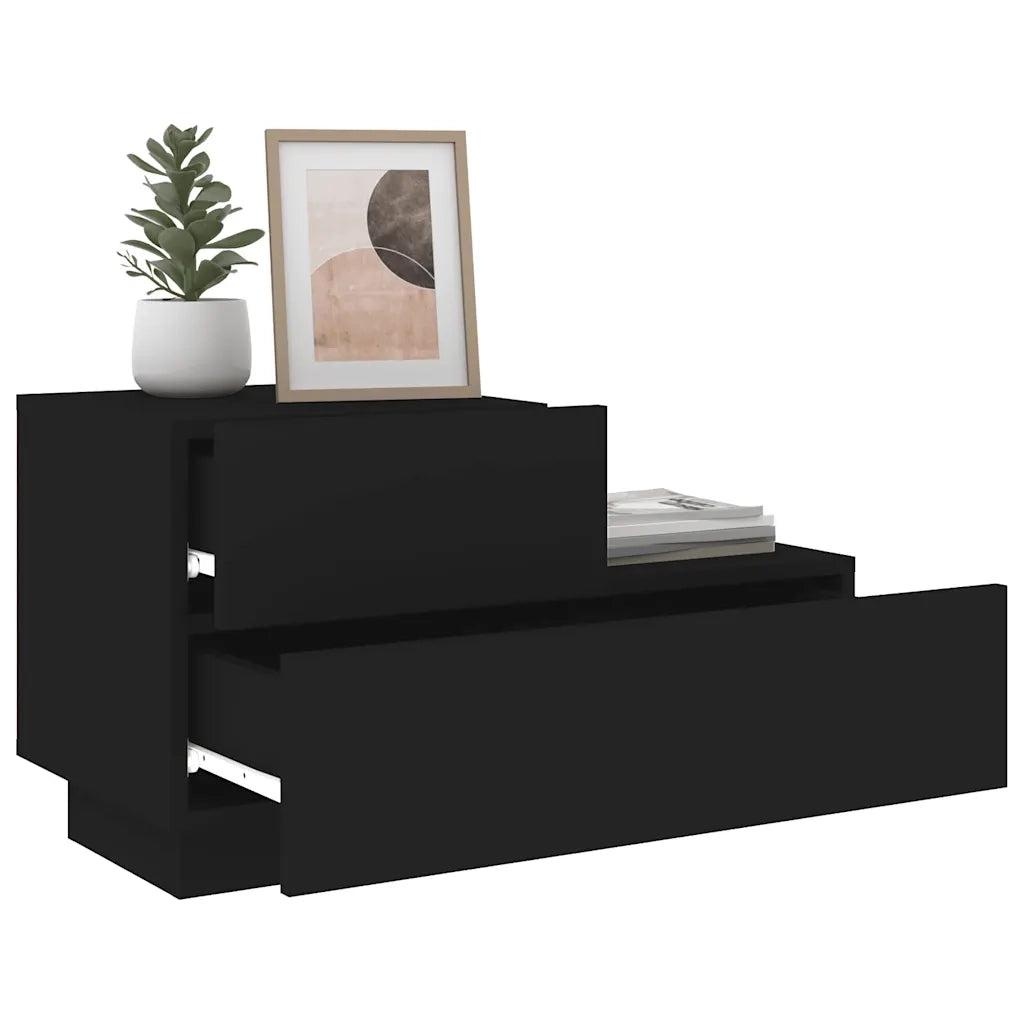 Comodino con Luci LED Nero 70x36x40,5 cm 836778